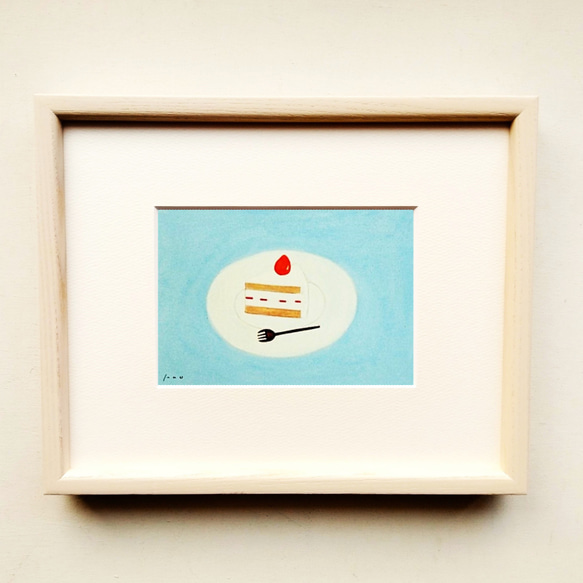 アクリル画｜原画「ショートケーキ」※木製額縁入り（インチ