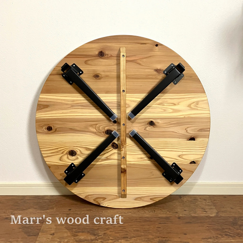 国産杉の無垢材 折れ脚テーブル 直径 75cm 円形 ウレタンクリアー塗装