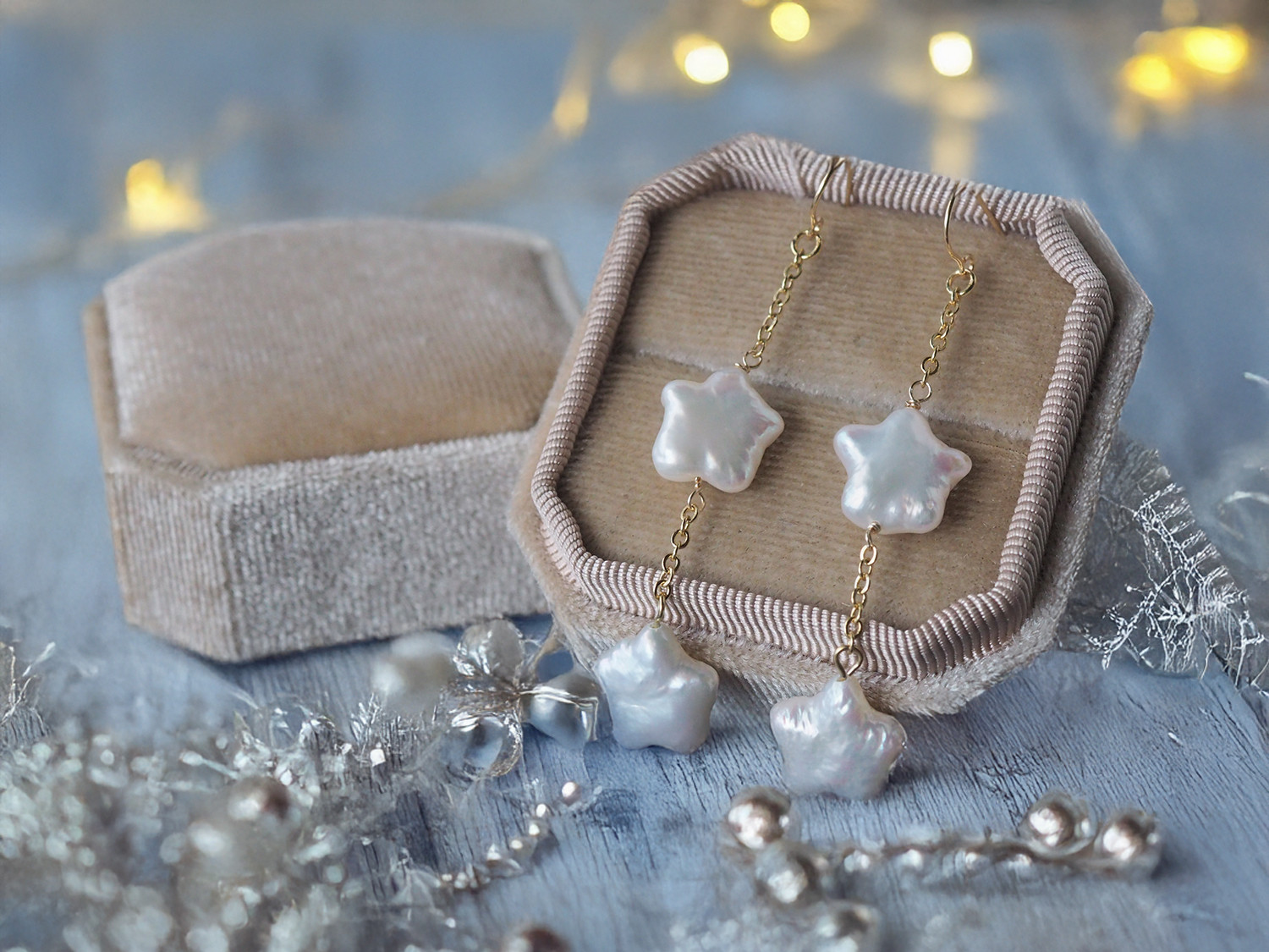 14kgf スターの淡水パールピアス