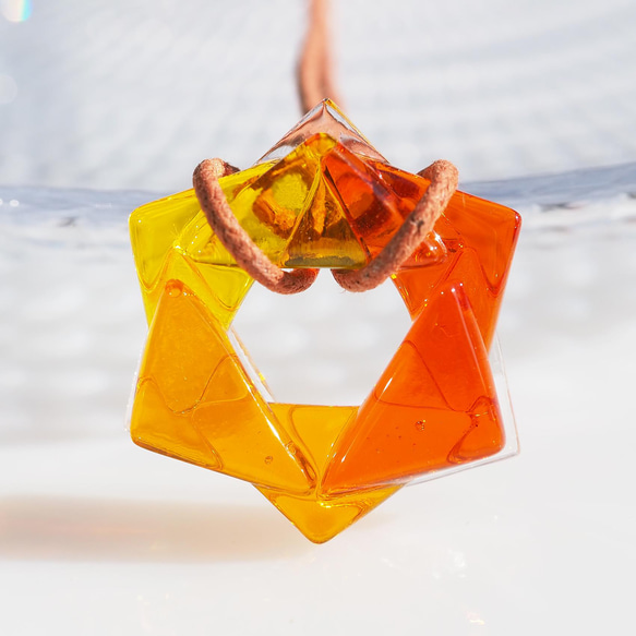 金平糖ガラス『こんぺいとう【オレンジ】』ネックレス【紐の色、長さ選べます】【受注制作】≪送料無料≫ 1枚目の画像