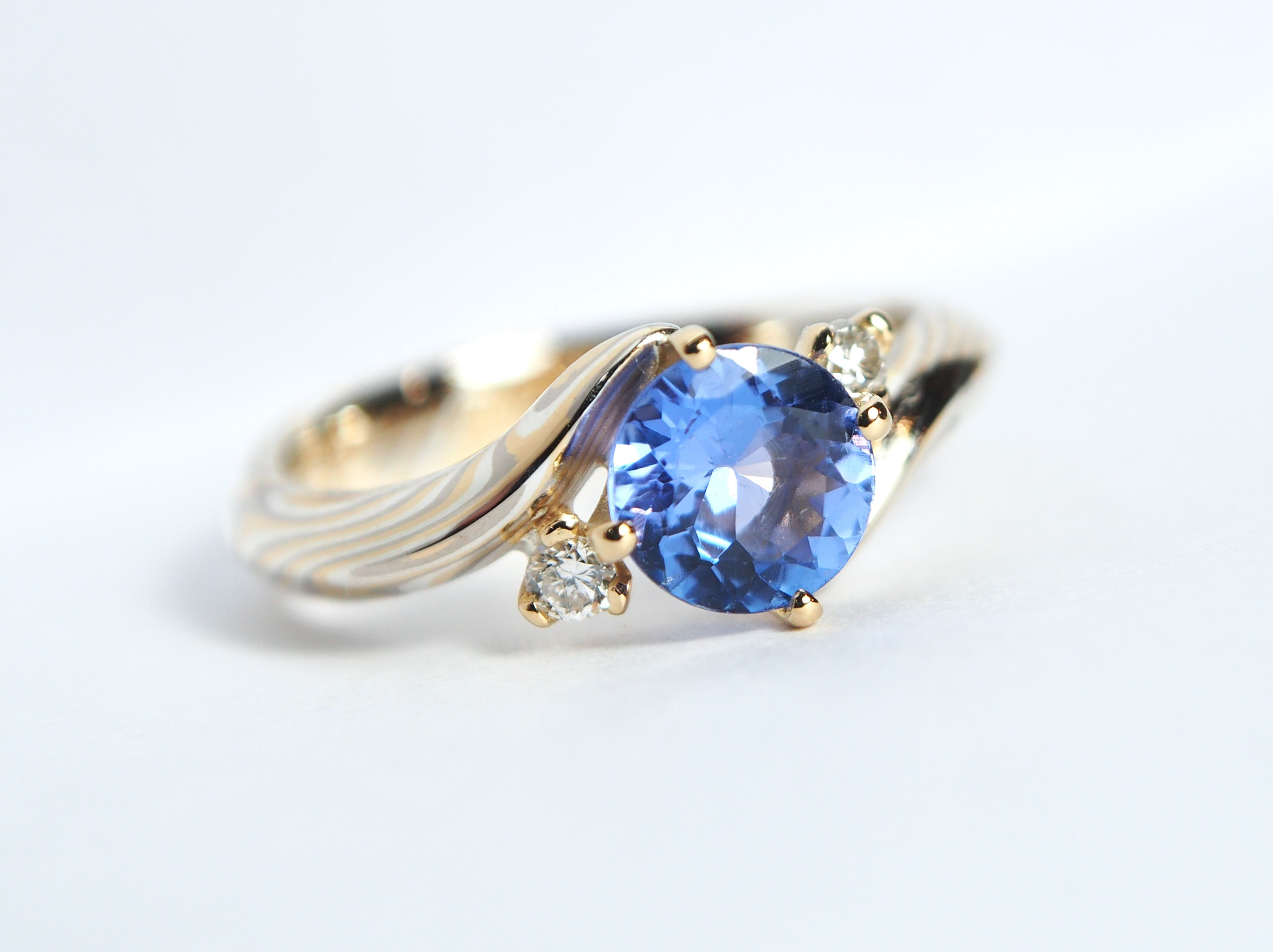 Karat gold mokume gane wedding ring