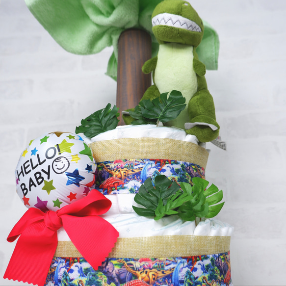 オムツケーキ　恐竜　おむつケーキ　出産祝いや誕生日祝いに！　 3枚目の画像
