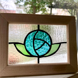 ステンドグラス※パネル※Rose 枠ブラウン その他インテリア雑貨 Glass