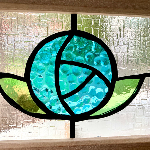 ステンドグラス※パネル※rose 枠ナチュラル(白木) その他インテリア雑貨