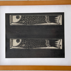 伝統工芸【子供の日モダンな藍染鯉のぼりタペストリー（両面染）】端午の節句 12枚目の画像
