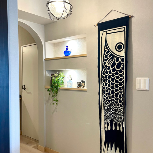 正藍染　鯉のぼり　タペストリー　2枚組　名入れあり　手染め 正藍染 鯉のぼり タペストリー 2枚組 名入れあり 手染め 正藍染