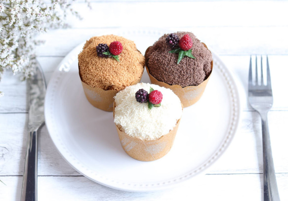 キャラメル&チョコ&バニラカップケーキ＊サンクスギフト＊3個セット