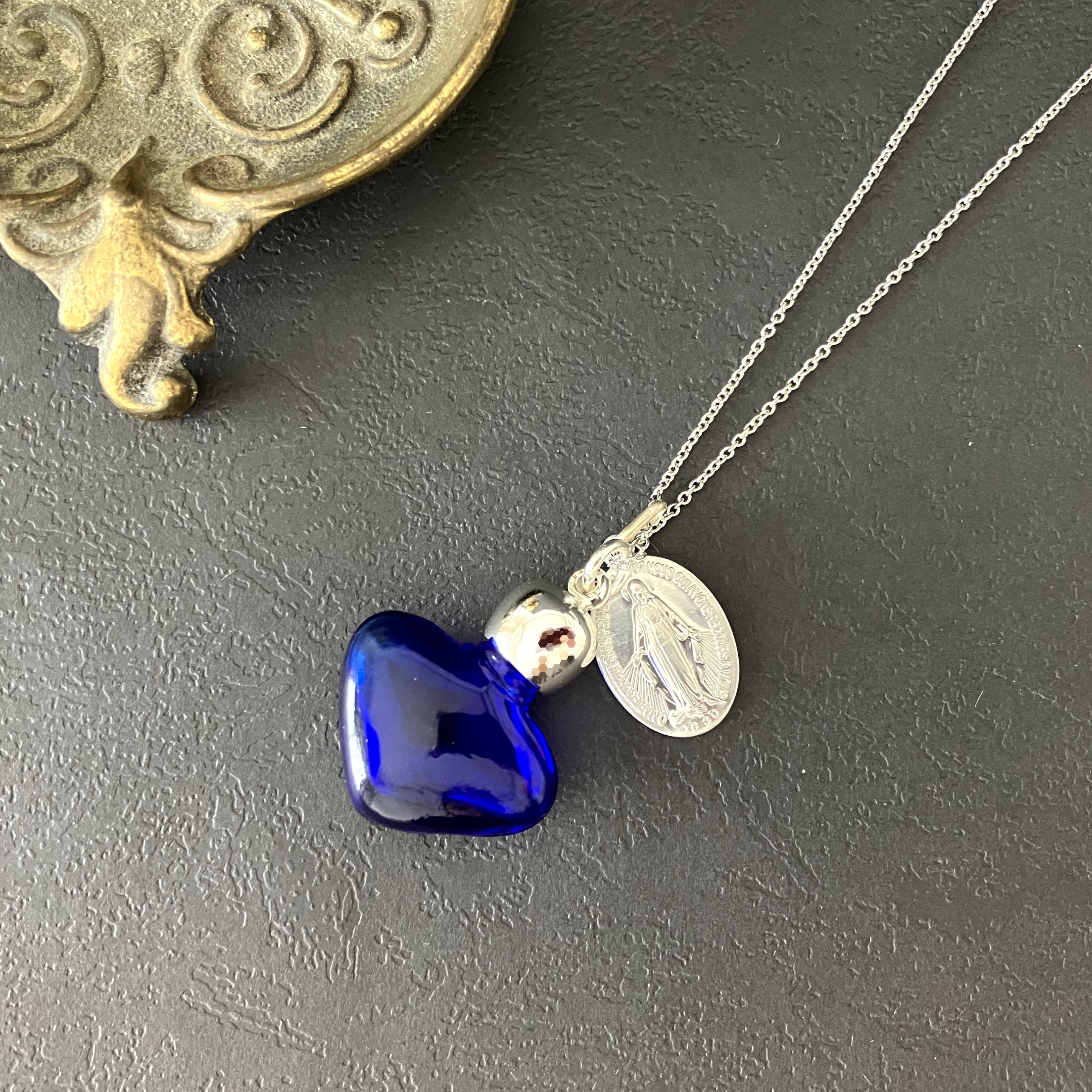 [フランス奇跡のメダイ] 香水瓶のロングネックレス - Blue