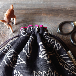 草木染綿布の手毬巾着⦿花茶 3枚目の画像