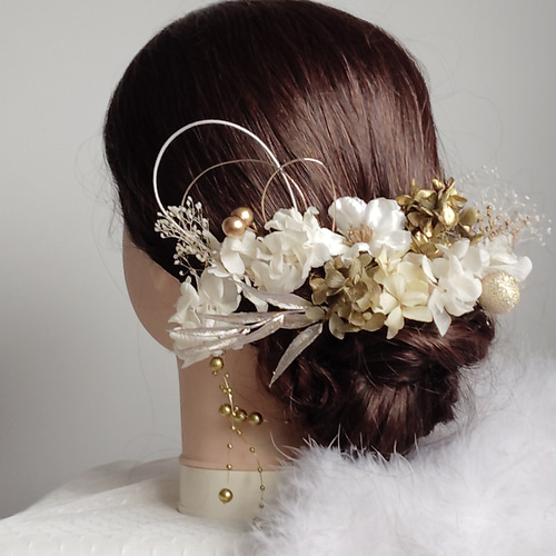 煌花＿＿水引と鞠玉の髪飾り 卒業式 成人式 結婚式 髪飾り 白無垢 色打