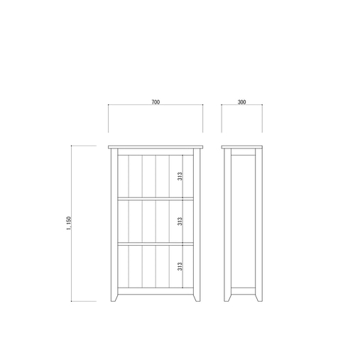 №38 A4サイズの本が三段置ける白い本棚・ディスプレイラックにも