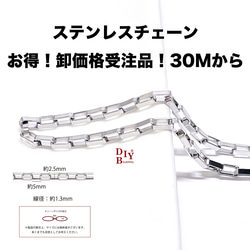 【受注品】【卸価格30M】esco40 約5*2.5mm 線径：約1.3mm ロングボックス ステンレスチェーン 1枚目の画像