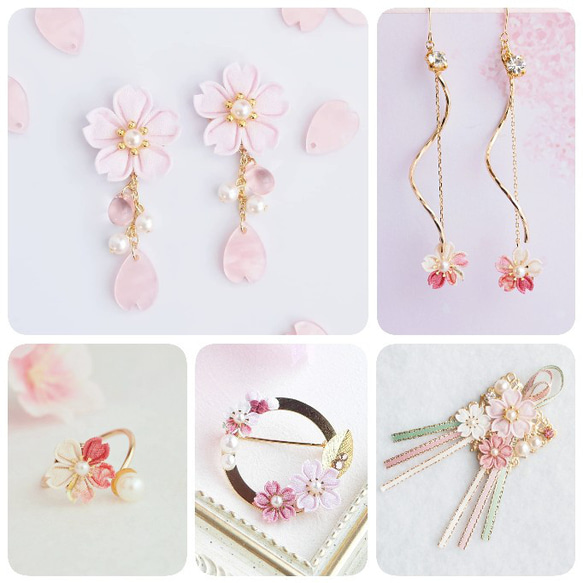 桜の願いネックレス （ つまみ細工＊受注制作 ） 5枚目の画像