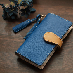 ☆ホヌ☆プルメリア☆本革スマホケース☆ハンドメイド☆オーシャン