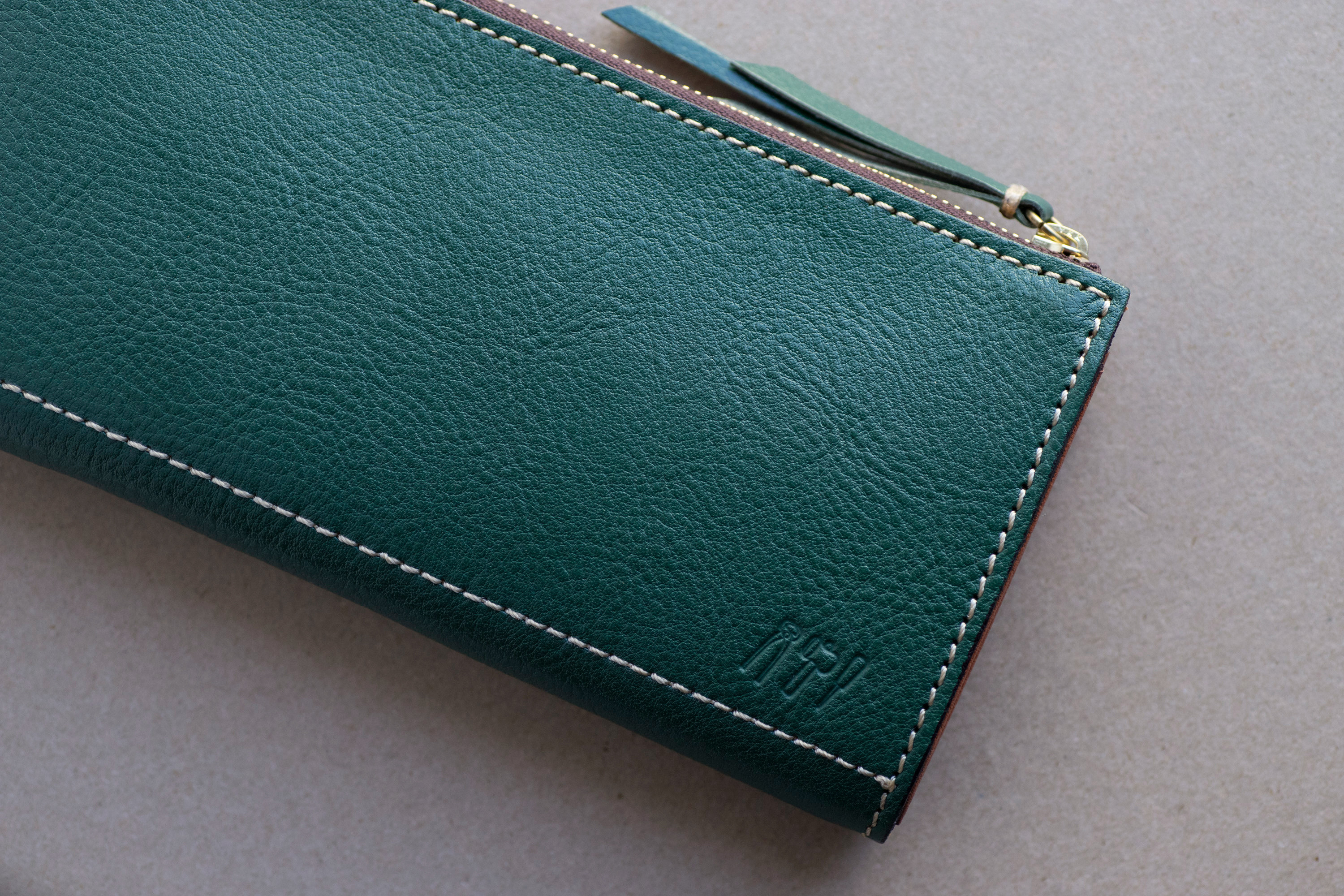 本革　L字ファスナー長財布　レディース　グリーン　キャッシュレス　春財布　グロスシュリンクレザー　aw-05ns