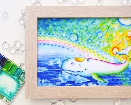 手描き原画「虹色に溶けるクジラ」 5be8b698faec58bab945ada2e80b9b
