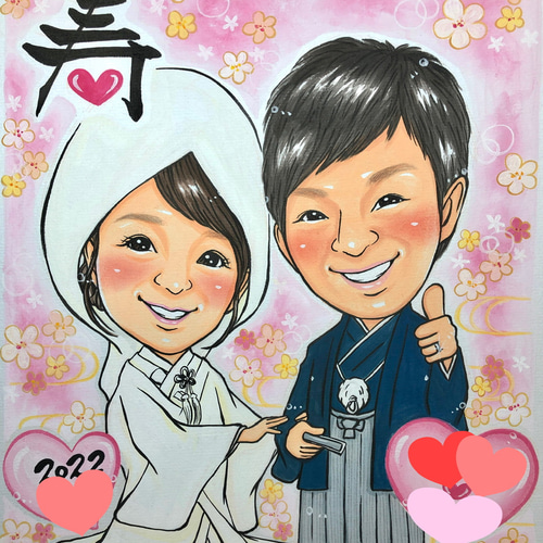 ♥物語あるウェルカムボード、ギフト☆似顔絵 肖像画//絵画タイプ