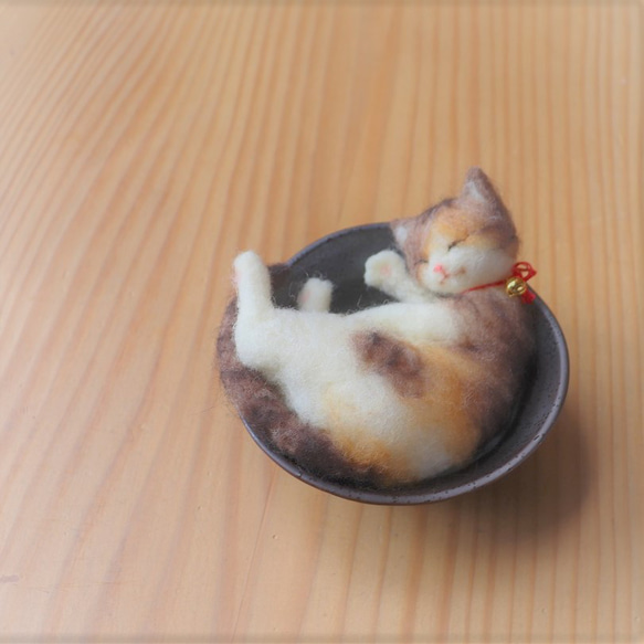 お皿ねこ　安倍川　Φ12.5cm 3枚目の画像