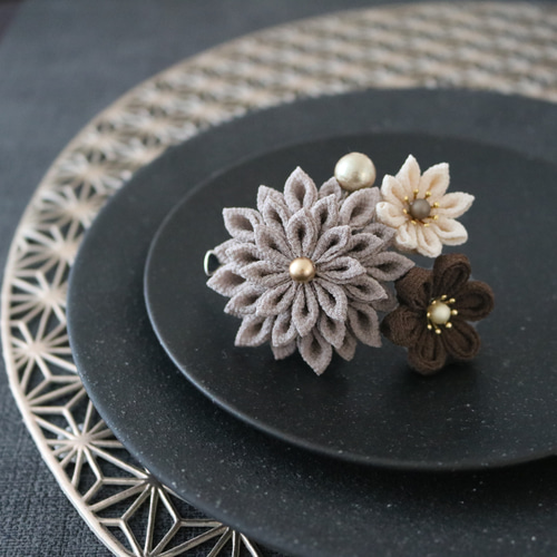 レトロなつまみ細工かんざし つまみかんざし - Japanese traditional and contemporary fine art craft
