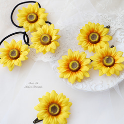 Floral hairtie -向日葵の夏色ヘアゴム 4枚目の画像
