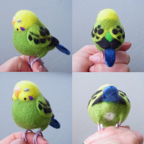 オーダーメイド ふくふくおねむなセキセイインコ ブローチor手