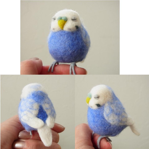 オーダーメイド ふくふくおねむなセキセイインコ ブローチor手乗り