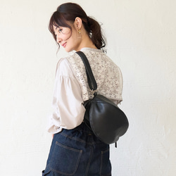 ﾓﾘﾉｶﾞｯｺｳ　上質本革ころんとポーチ肩紐3cmタイプ（ブラック）｜koro-f-rl-bk 1枚目の画像