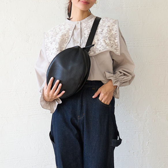 ﾓﾘﾉｶﾞｯｺｳ　上質本革ころんとポーチ肩紐3cmタイプ（ブラック）｜koro-f-rl-bk 7枚目の画像