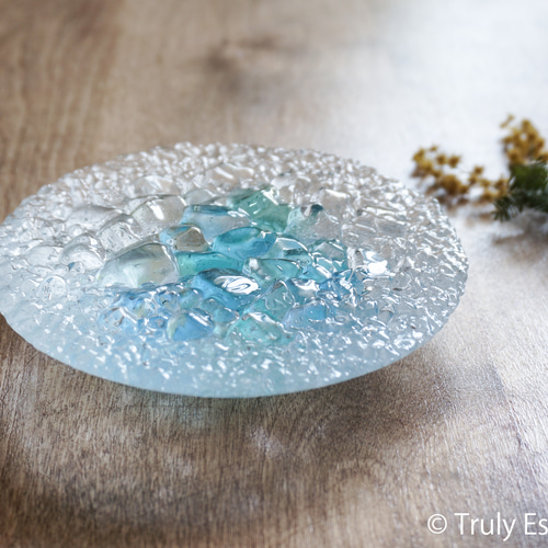 ガラスのアクセサリートレイ -「 KAKERAの光 」 ○ ターコイズブルー