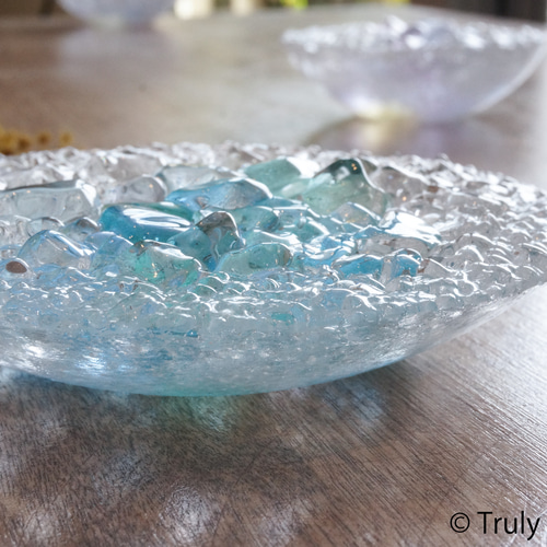 ガラスのアクセサリートレイ -「 KAKERAの光 」 ○ ターコイズブルー