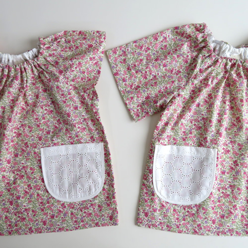 ◇セミオーダー◇後ろが可愛い花柄スモック《夏用》80～160サイズ 子供  