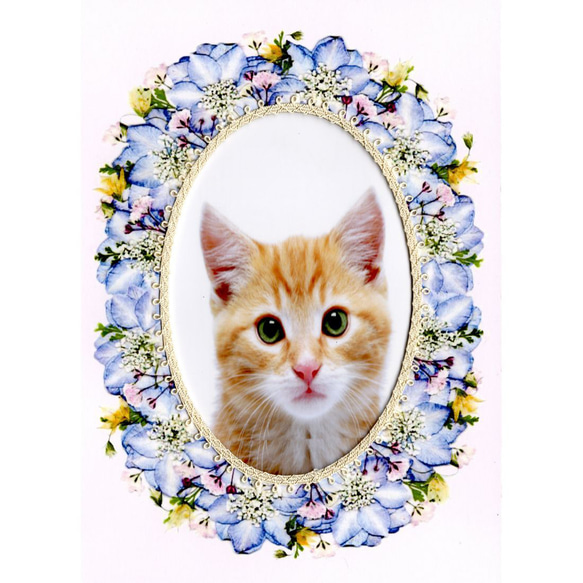 フォトフレーム 写真たて メモリアル 手作り おしゃれ プレゼント 犬 猫 青 5枚目の画像