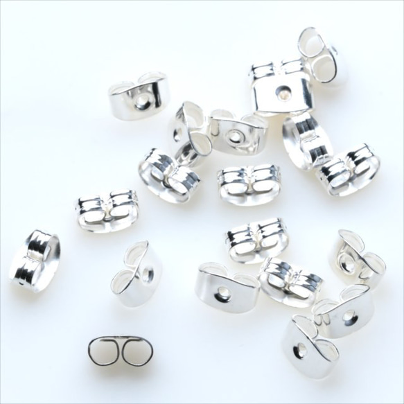 [20 件] 耳環 Catch ★ 6mm / 白銀 ★ 耳環 Parts Fasteners Post Earrings 第3張的照片