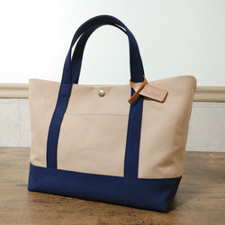 帆布トートバッグ M シナモン×ダークネイビー トートバッグ