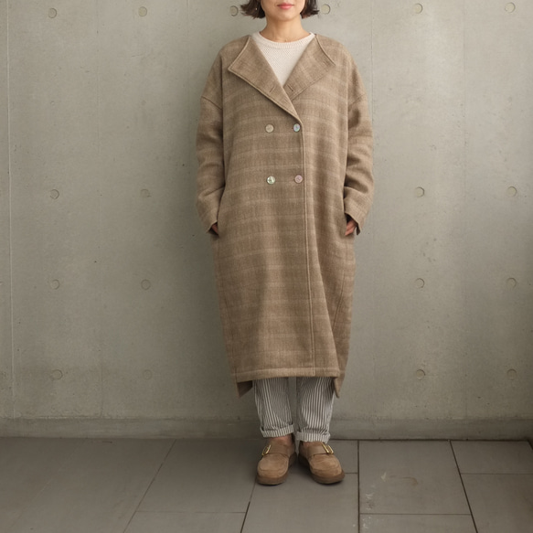 turned up coat（wool linen） 6枚目の画像