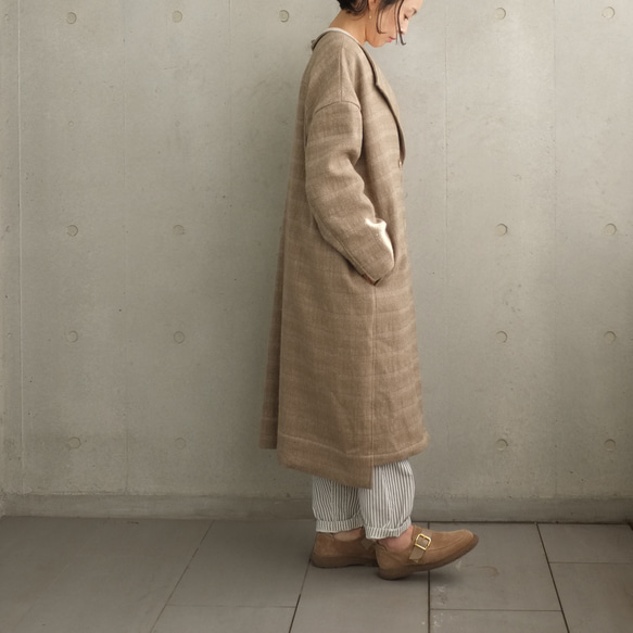 turned up coat（wool linen） 8枚目の画像