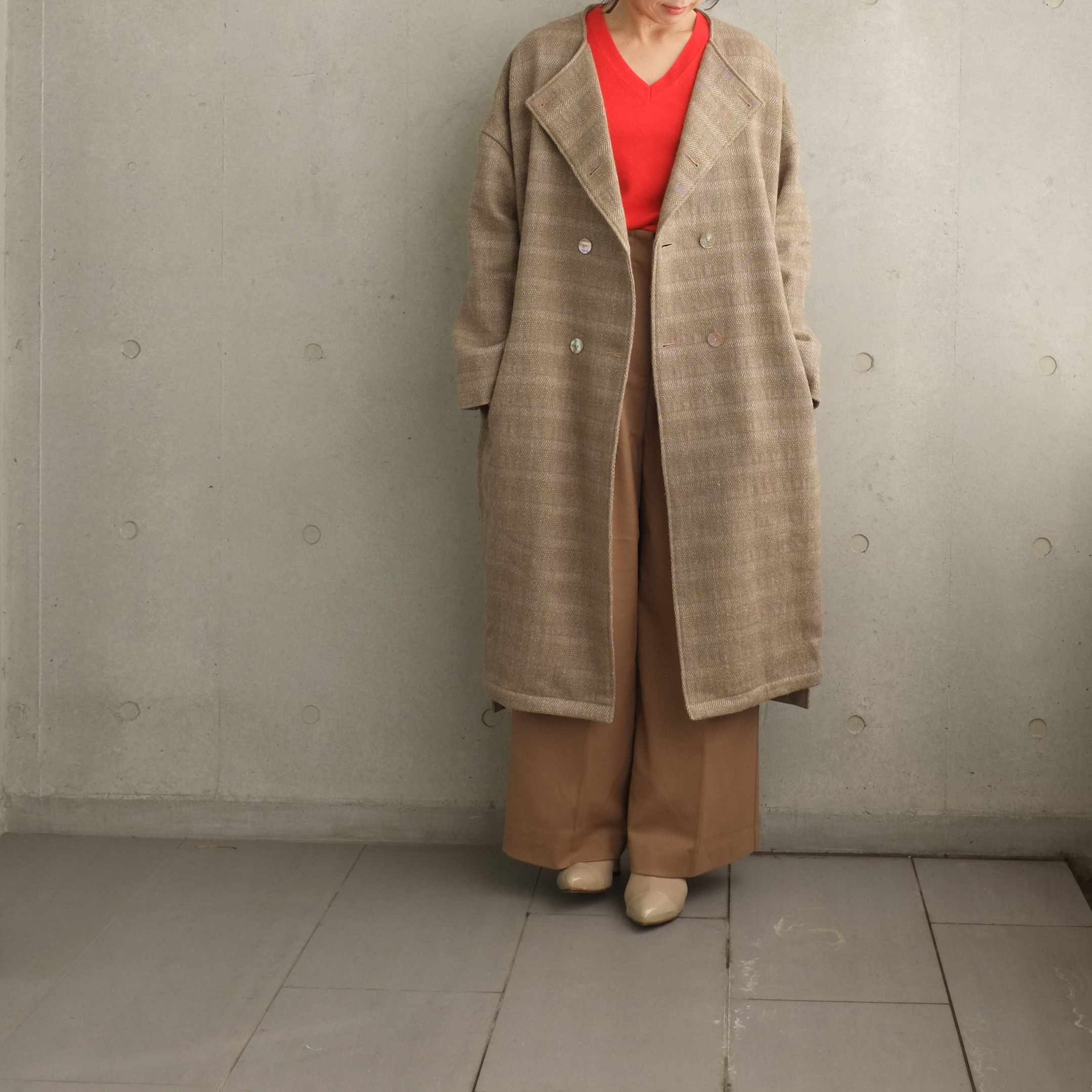 turned up coat（wool linen）