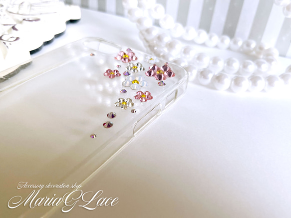 [mariaglace] 粉彩花朵裝飾智慧型手機外殼 iPhone15pro iPhone14 pro Xperia 第8張的照片