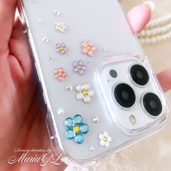 [mariaglace] 粉彩花朵裝飾智慧型手機外殼 iPhone15pro iPhone14 pro Xperia 第6張的照片