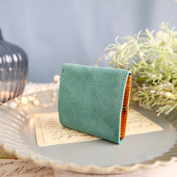 ｷｭｲｰﾙﾃﾞｿﾝ 小ぶりで使いやすいBOXタイプの小銭入れ　付属に栃木レザー使用《グリーン》 2枚目の画像