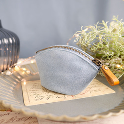 ｷｭｲｰﾙﾃﾞｿﾝ コロンとかわいい大容量の小銭入れ　カラフル小物で気分もUP 付属に栃木レザー使用《ブルー》 1枚目の画像