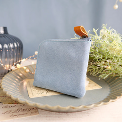 ｷｭｲｰﾙﾃﾞｿﾝ スリムでシンプルなコンパクト財布　付属に栃木レザー使用《ブルー》 1枚目の画像