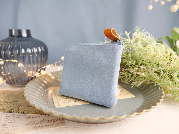 ｷｭｲｰﾙﾃﾞｿﾝ スリムでシンプルなコンパクト財布　付属に栃木レザー使用《ブルー》 1枚目の画像