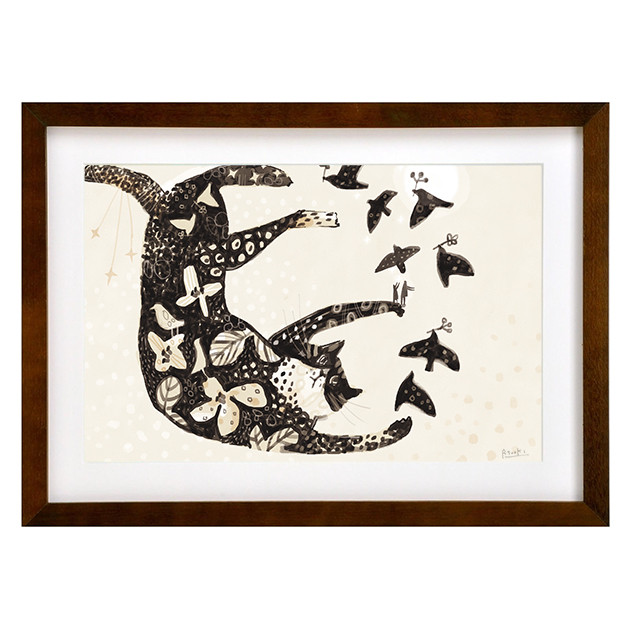 希少 野鳥 絵画 イラスト 原画 セット ウッド フレーム 新品