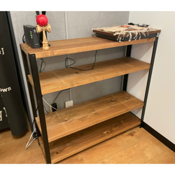 高さが自由に変更できる☆アイアン☆ワイドシェルフ☆ワトコオイル