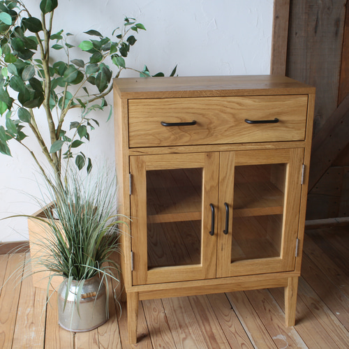 No.11 節ありオークの本棚 サイドボードキャビネット トラックの様な