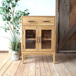 No.11 節ありオークの本棚 サイドボードキャビネット トラックの様な