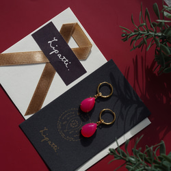 フーシャピンクカルセドニーピアス・サージカルステンレス　～フクシアの花 5枚目の画像