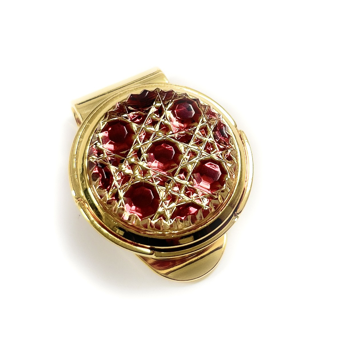 東京切子ゴルフマーカー 光籠目　ルビーゴールド