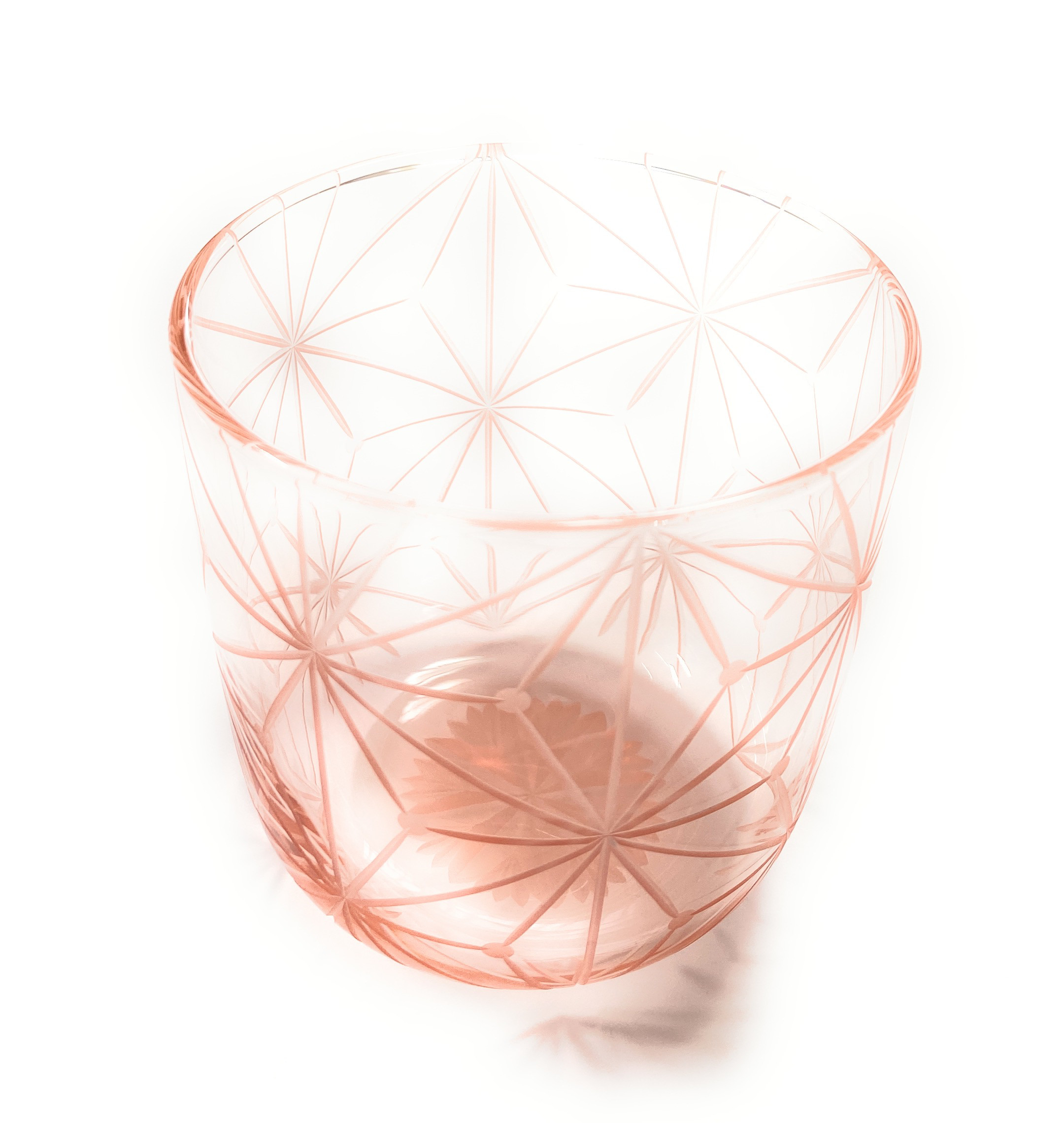 東京切子（花切子）グラス　千代紙　ピンク